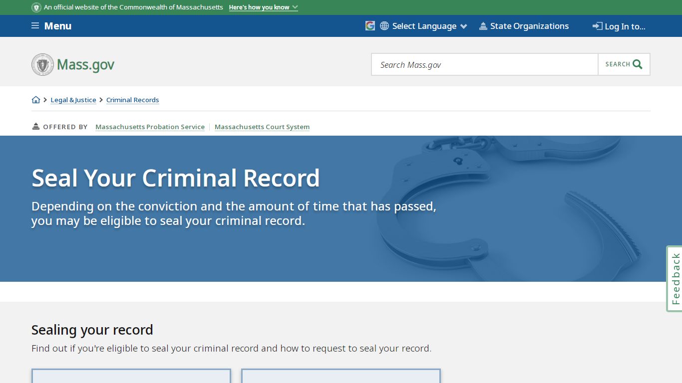 Seal Your Criminal Record | Mass.gov